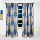 Designart 'Retro Luxury Waves In Gold And Blue X' Mid-Century Modern Curtain Panel