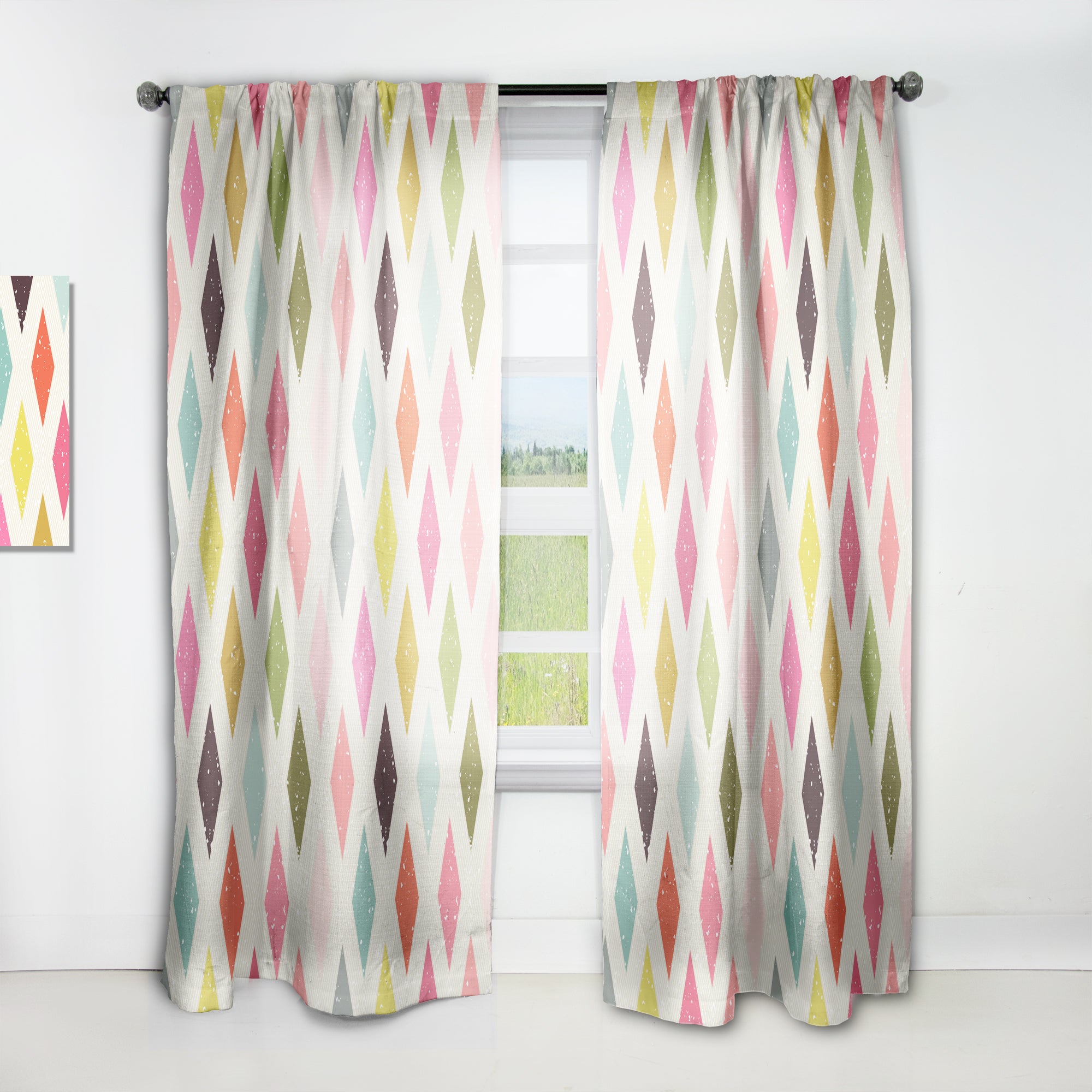Designart 'Diamond Retro III' Mid-Century Modern 1 Curtain Panel