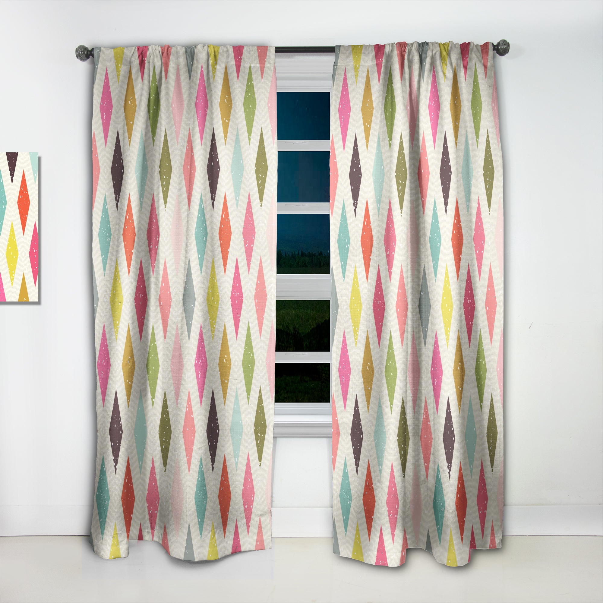 Designart 'Diamond Retro III' Mid-Century Modern 1 Curtain Panel