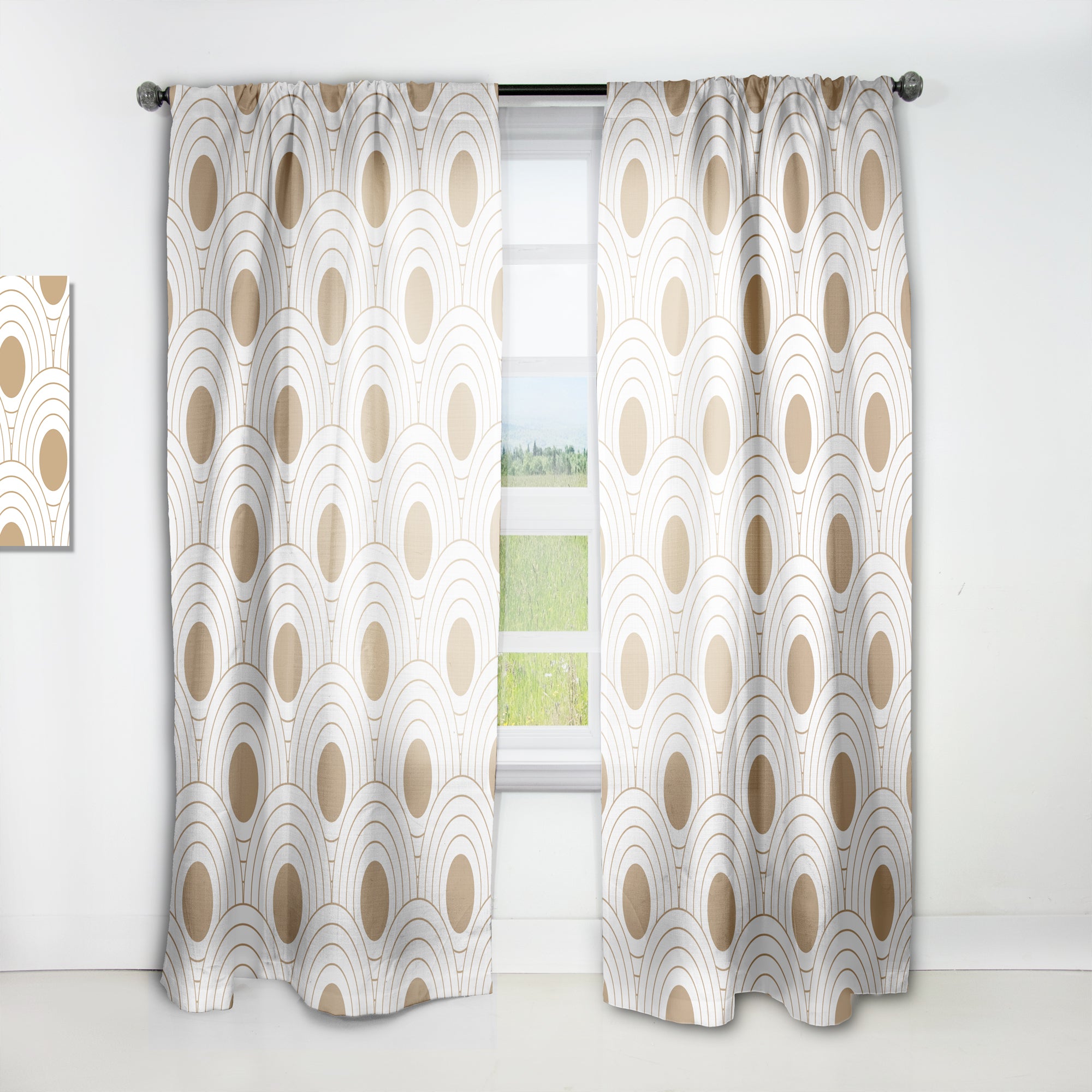 Designart 'Circular Retro Design' Mid-Century Modern 1 Curtain Panel