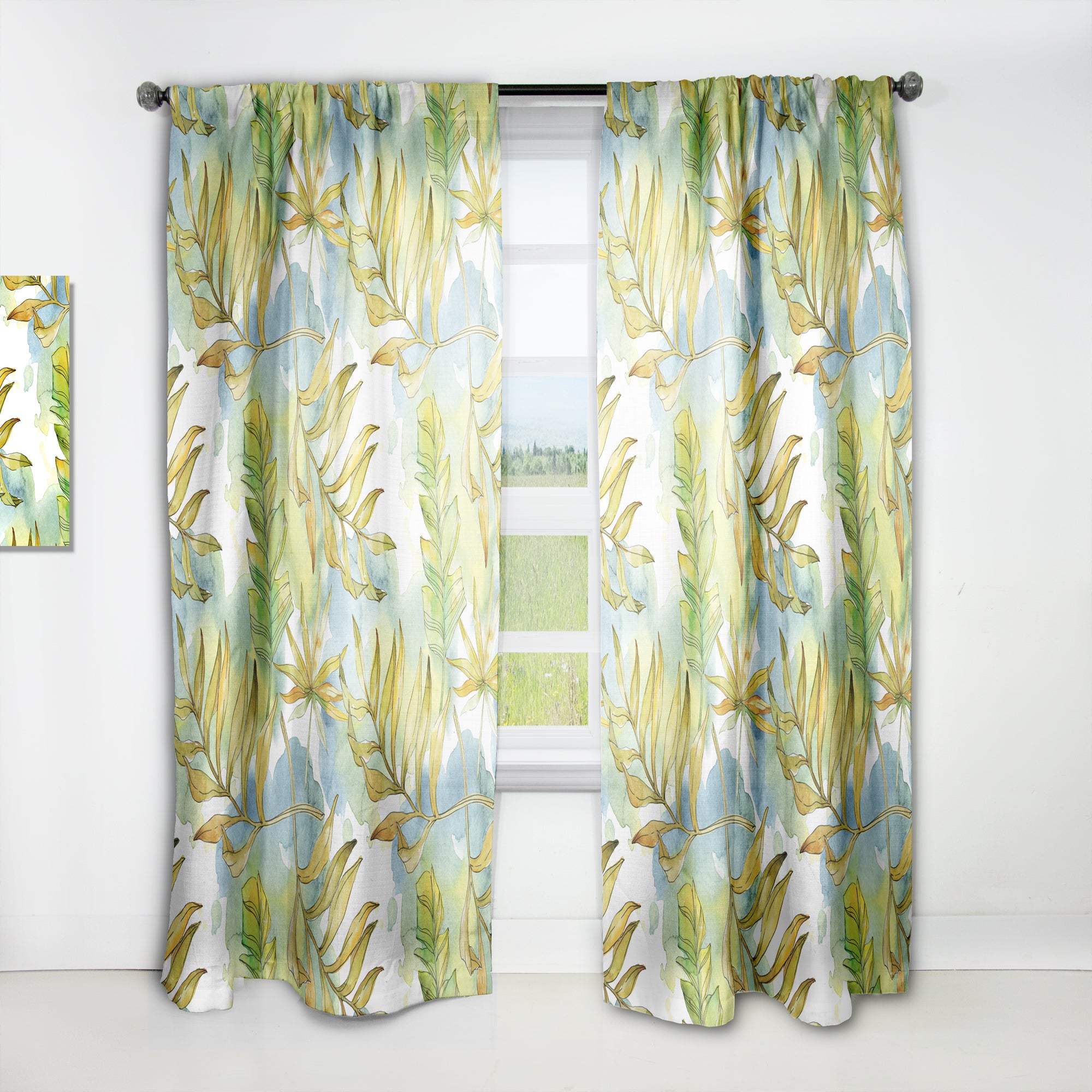 Designart 'Retro Tropical Foliage ' Mid-Century Modern 1 Curtain Panel