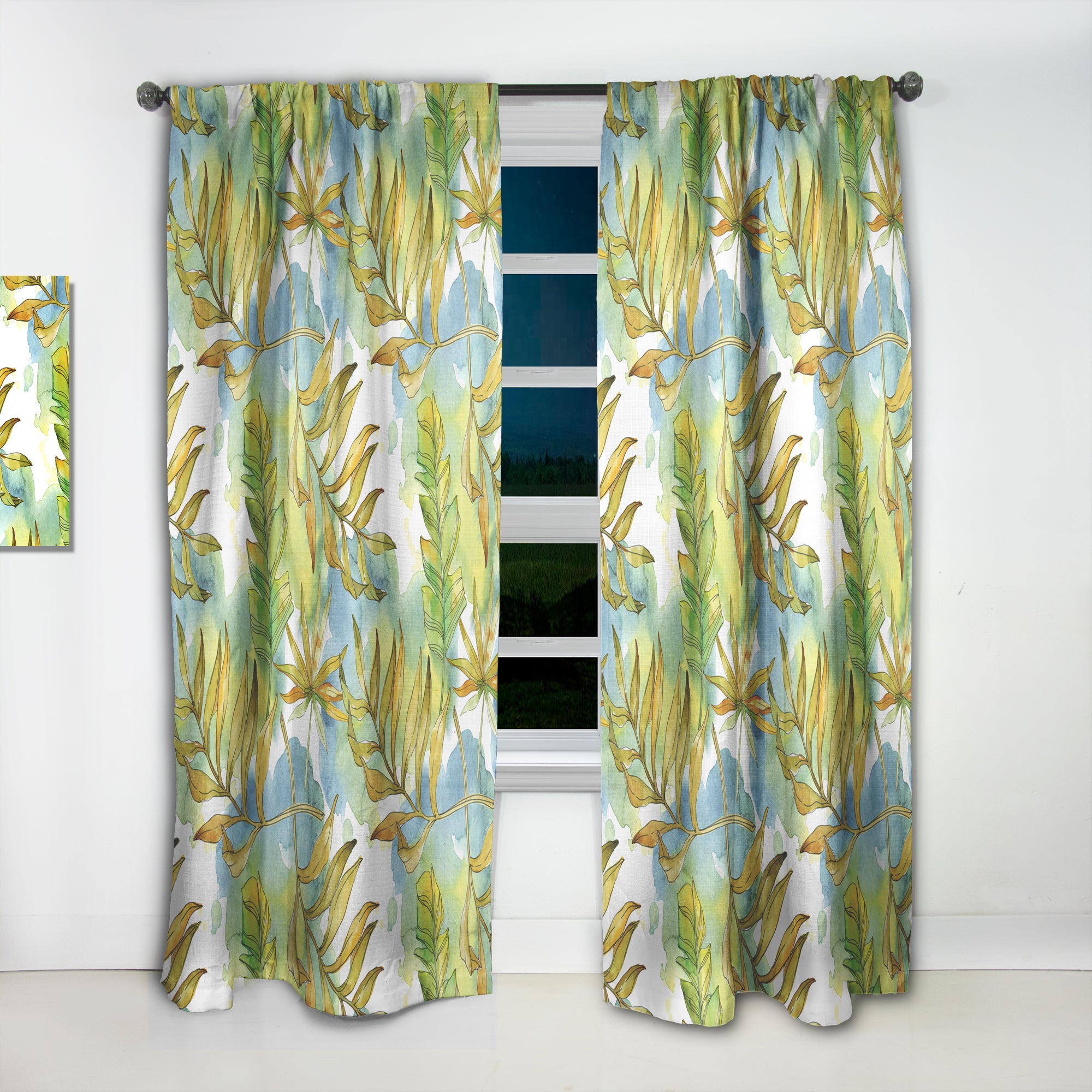 Designart 'Retro Tropical Foliage ' Mid-Century Modern 1 Curtain Panel