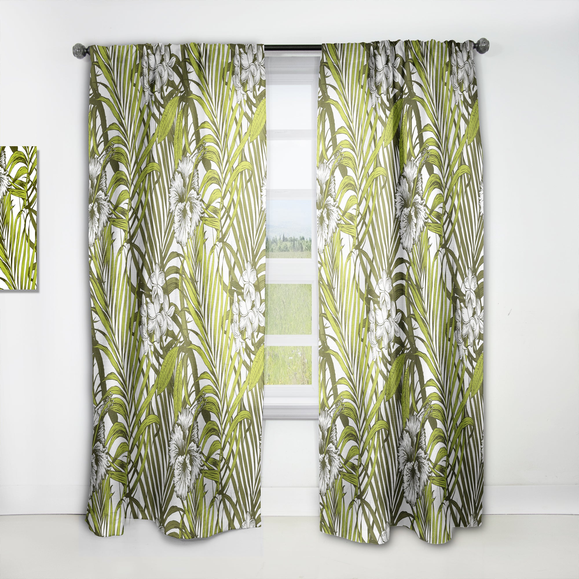 Designart 'Tropical Palm Leaves I' Mid-Century Modern 1 Curtain Panel