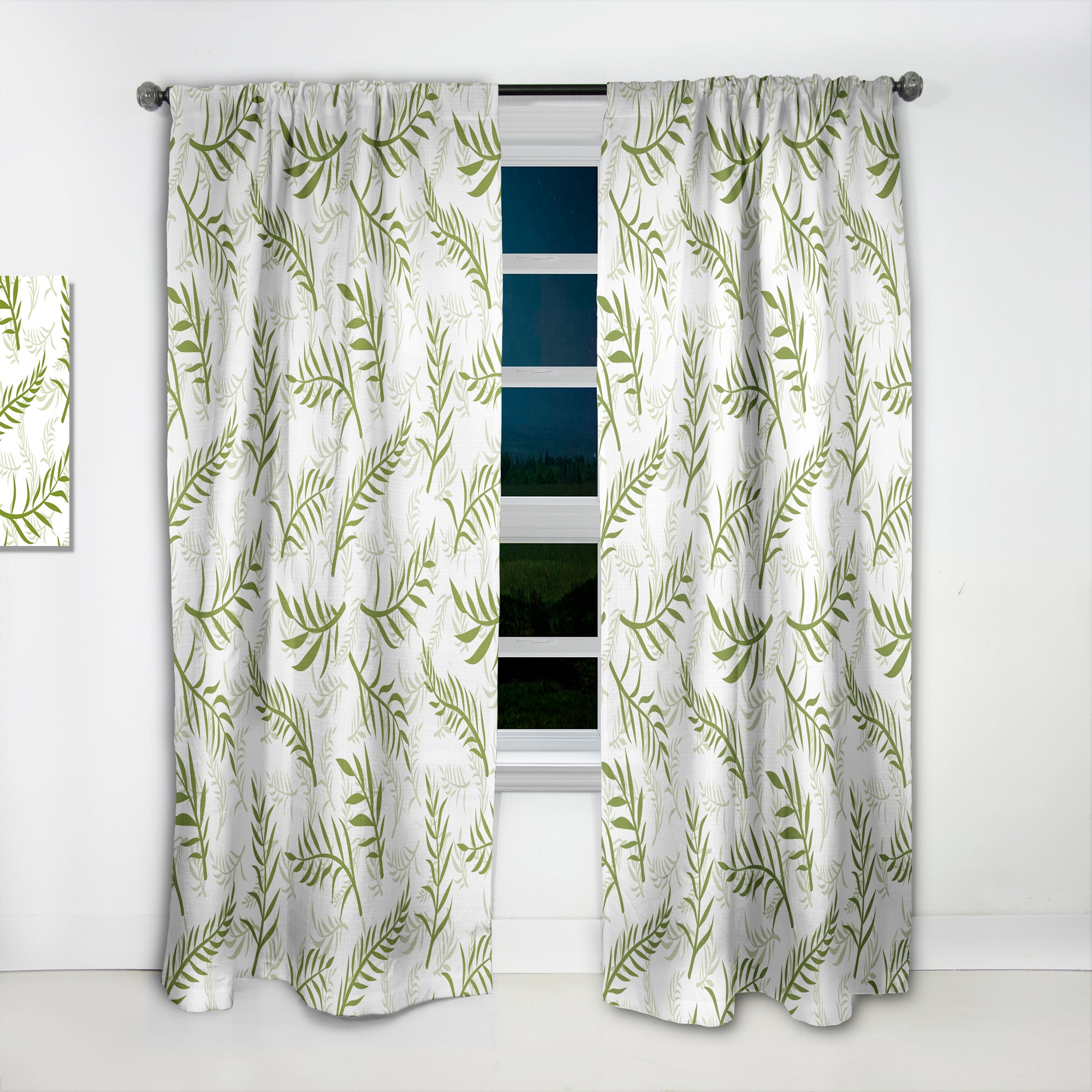 Designart 'Tropical Botanicals I ' Mid-Century Modern 1 Curtain Panel