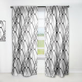 Designart 'Monochrome Geometric Pattern III' Mid-Century Modern 1 Curtain Panel