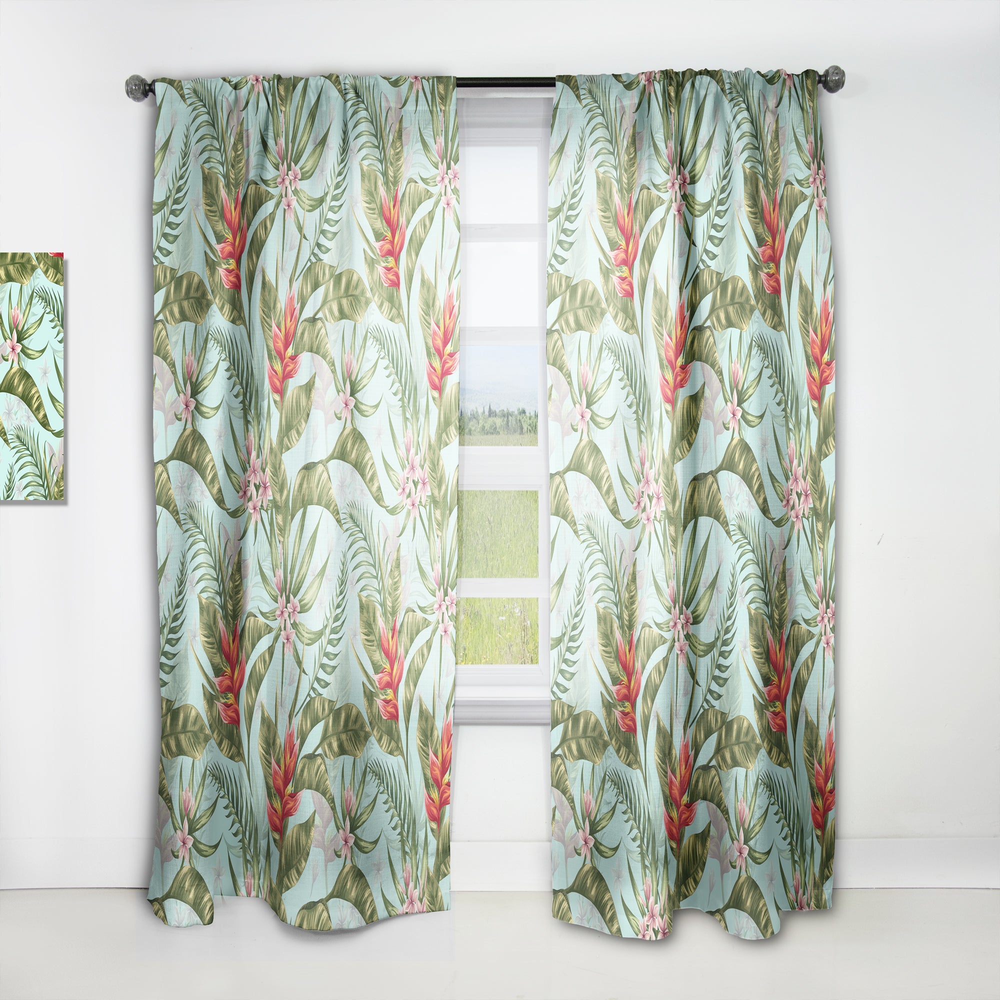 Designart 'Tropical Foliage II' Mid-Century Modern 1 Curtain Panel