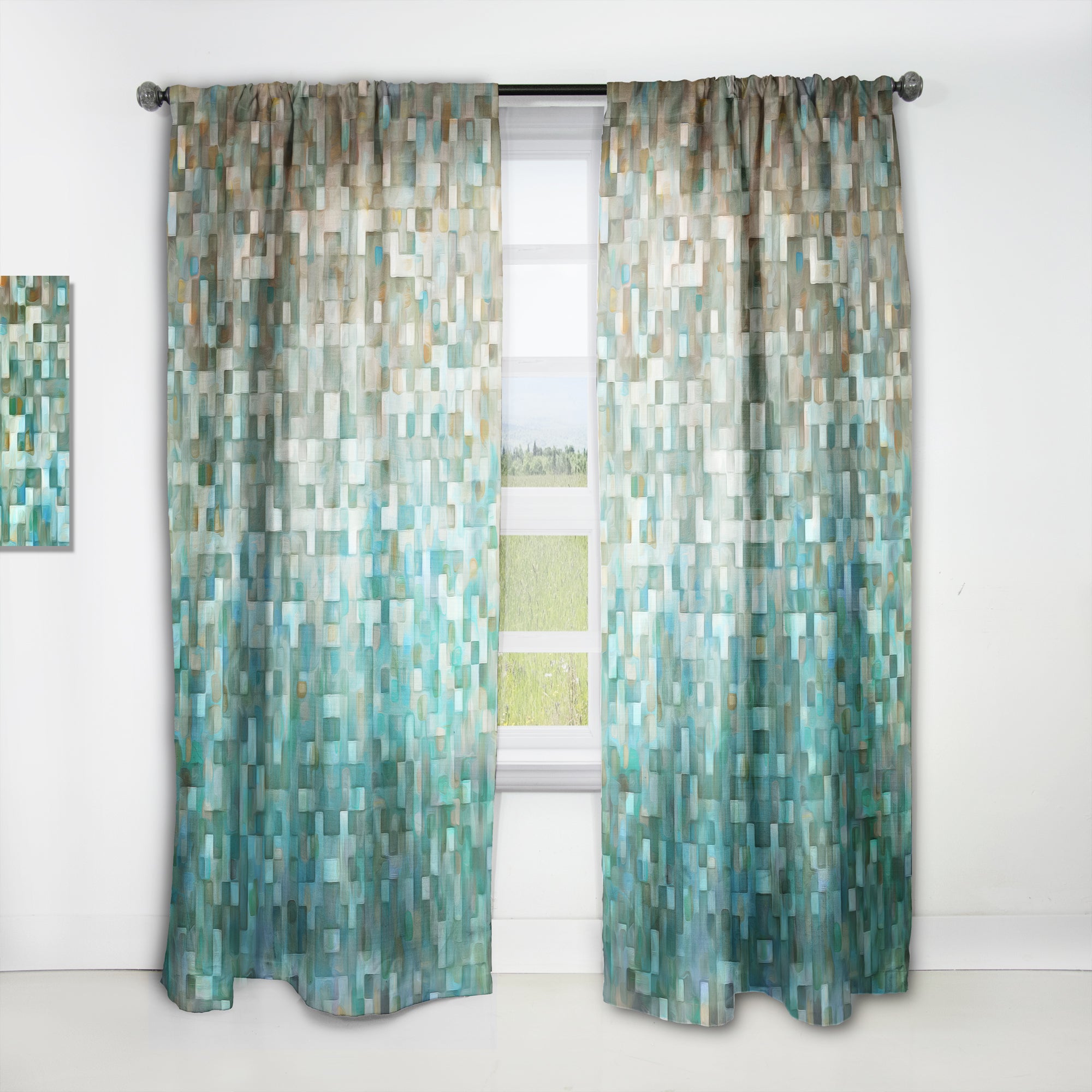 Designart 'Blocked Abstract' Nautical & Coastal 1 Curtain Panel