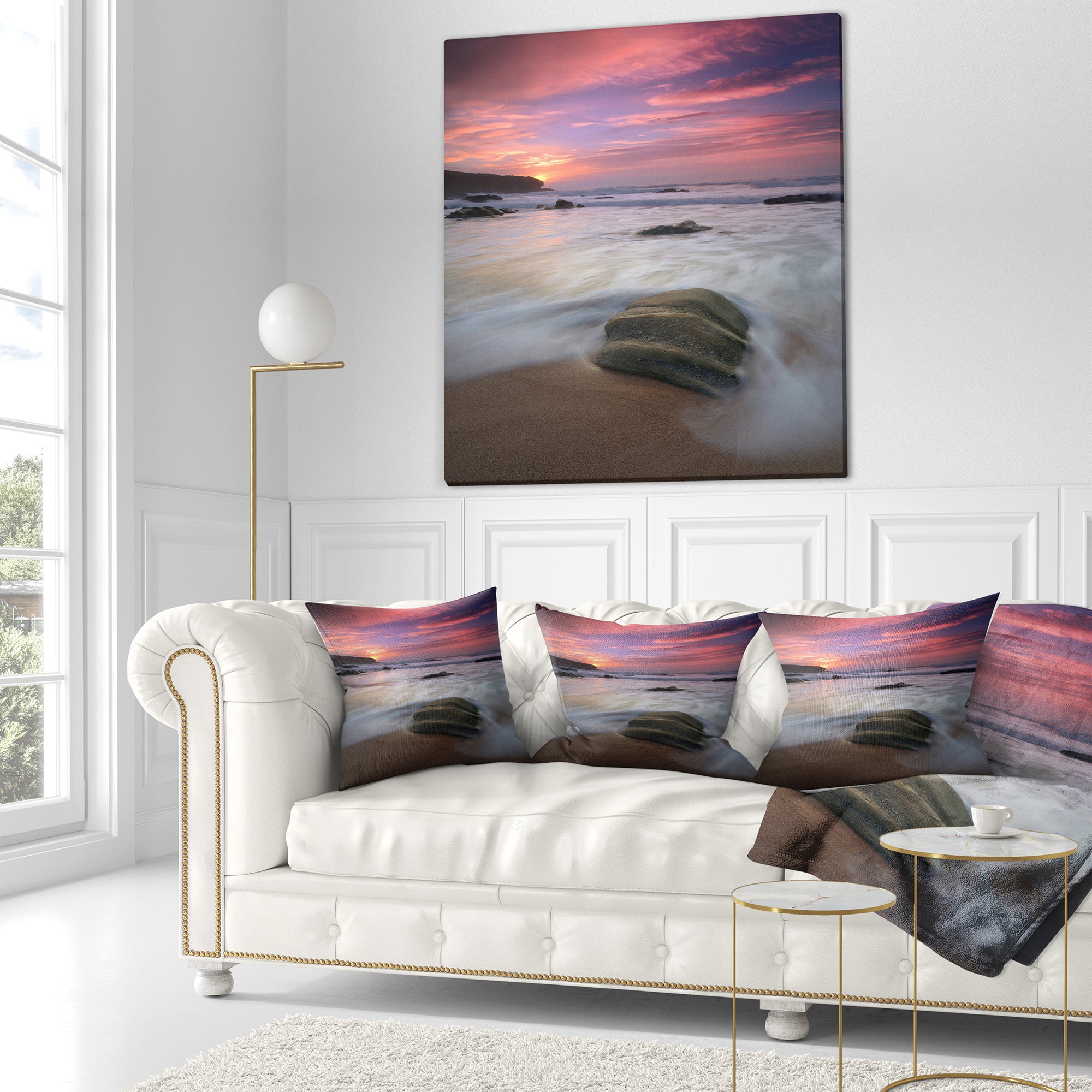 Beautiful Guincho Beach in Portugal - Seashore Throw Pillow