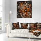 Dark Orange Digital Art Fractal Flower - Floral Throw Pillow