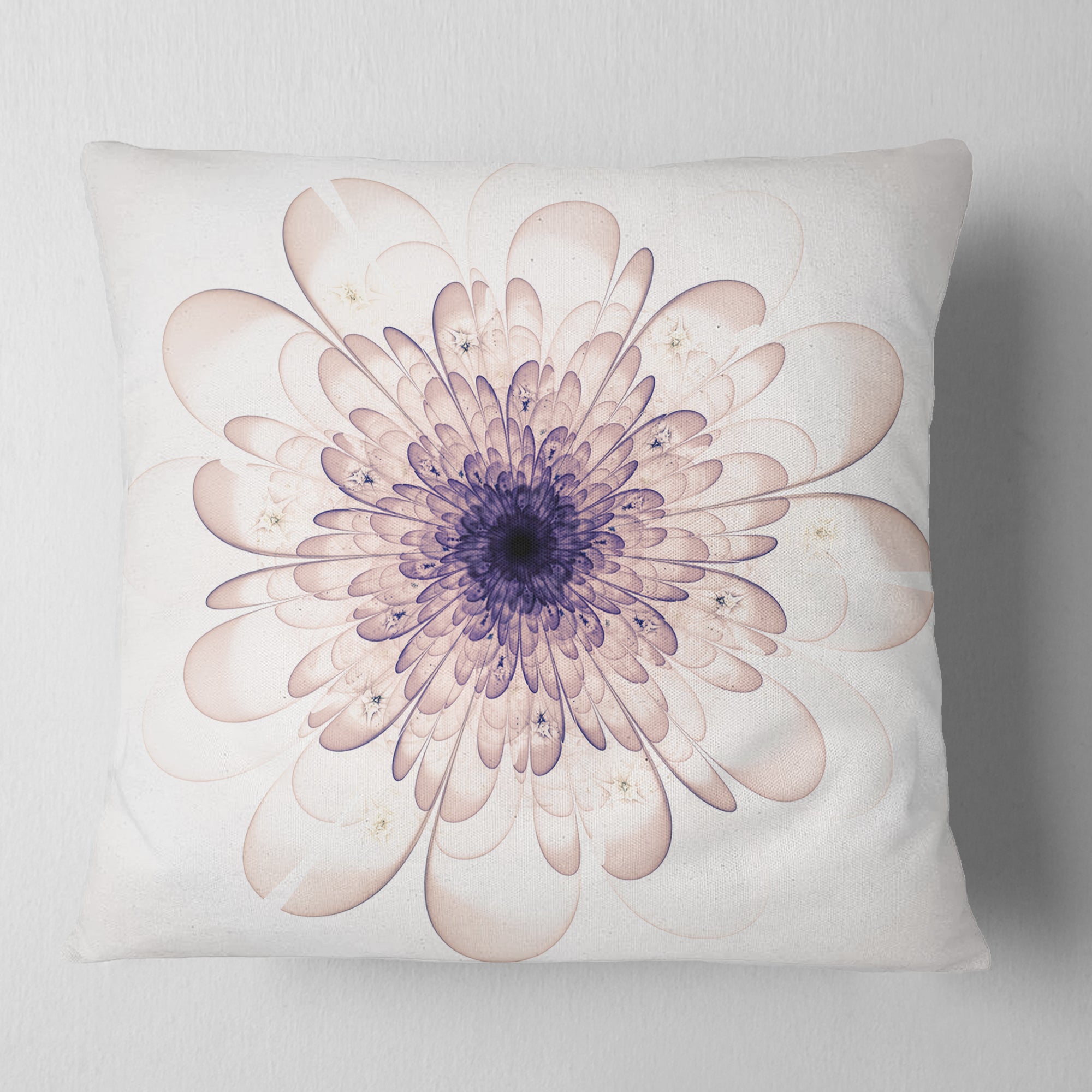 Perfect Glowing Fractal Flower in Purple - Floral Throw Pillow