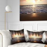 Tropical Beach with Palm Leaves - Seashore Throw Pillow