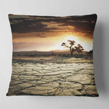 Desert Gopi Cracked Drought Land - African Landscape Printed Throw Pillow