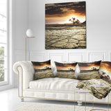 Desert Gopi Cracked Drought Land - African Landscape Printed Throw Pillow