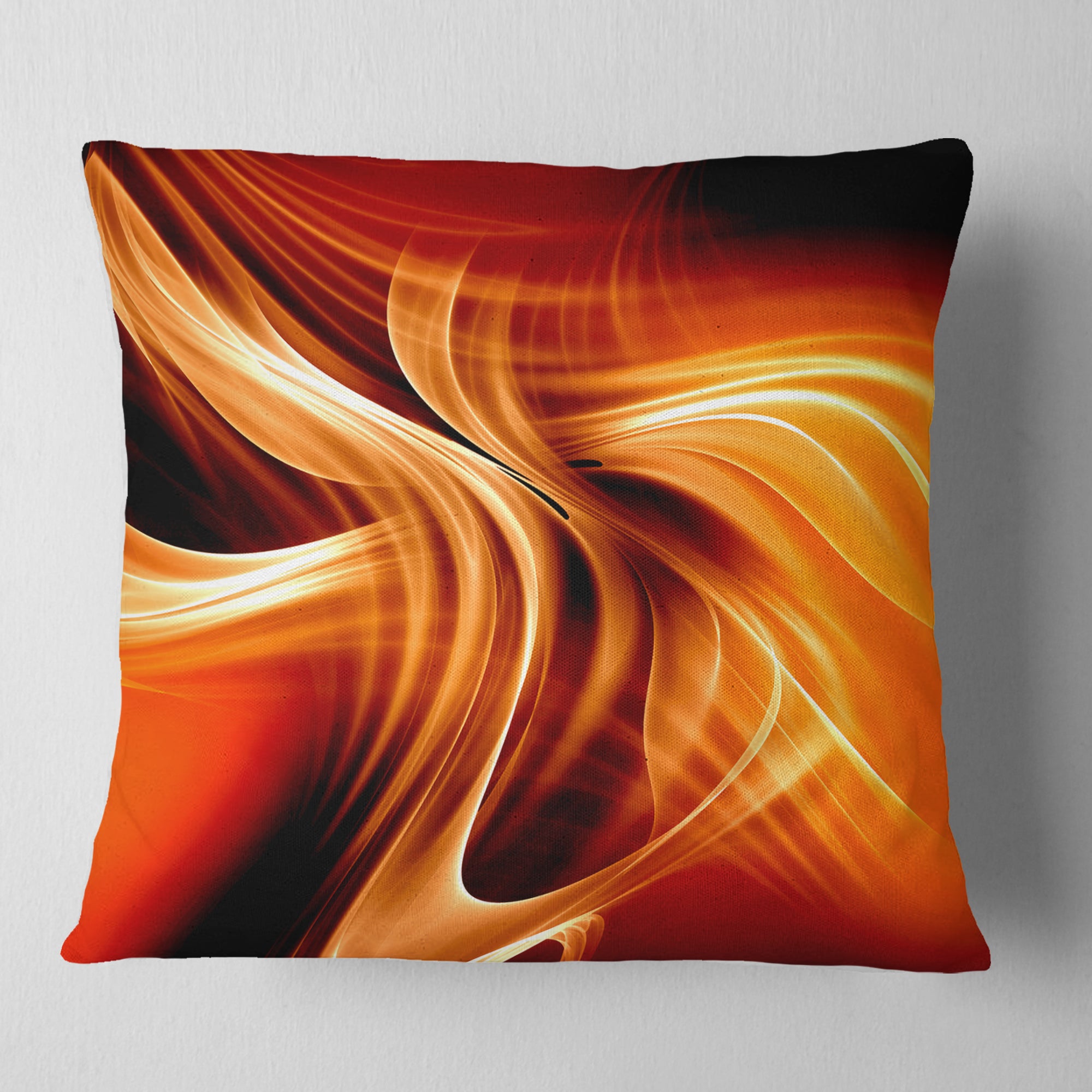 Orange Abstract Warm Fractal Design - Abstract Throw Pillow