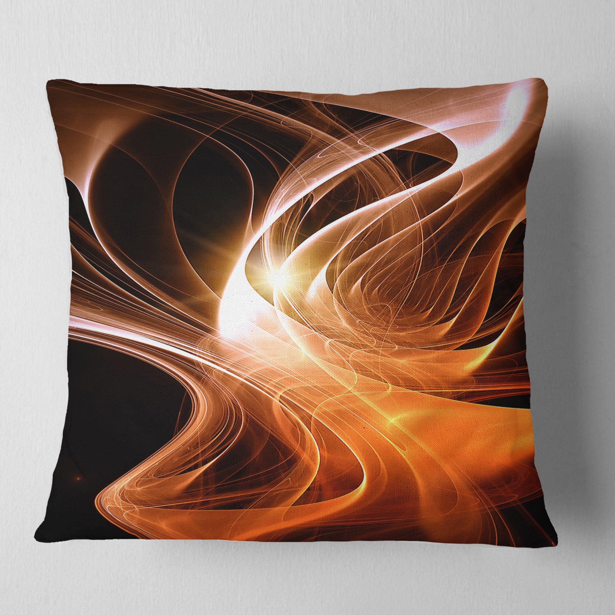 Orange 3d Shaped Fractal Design - Contemporary Abstract Throw Pillow