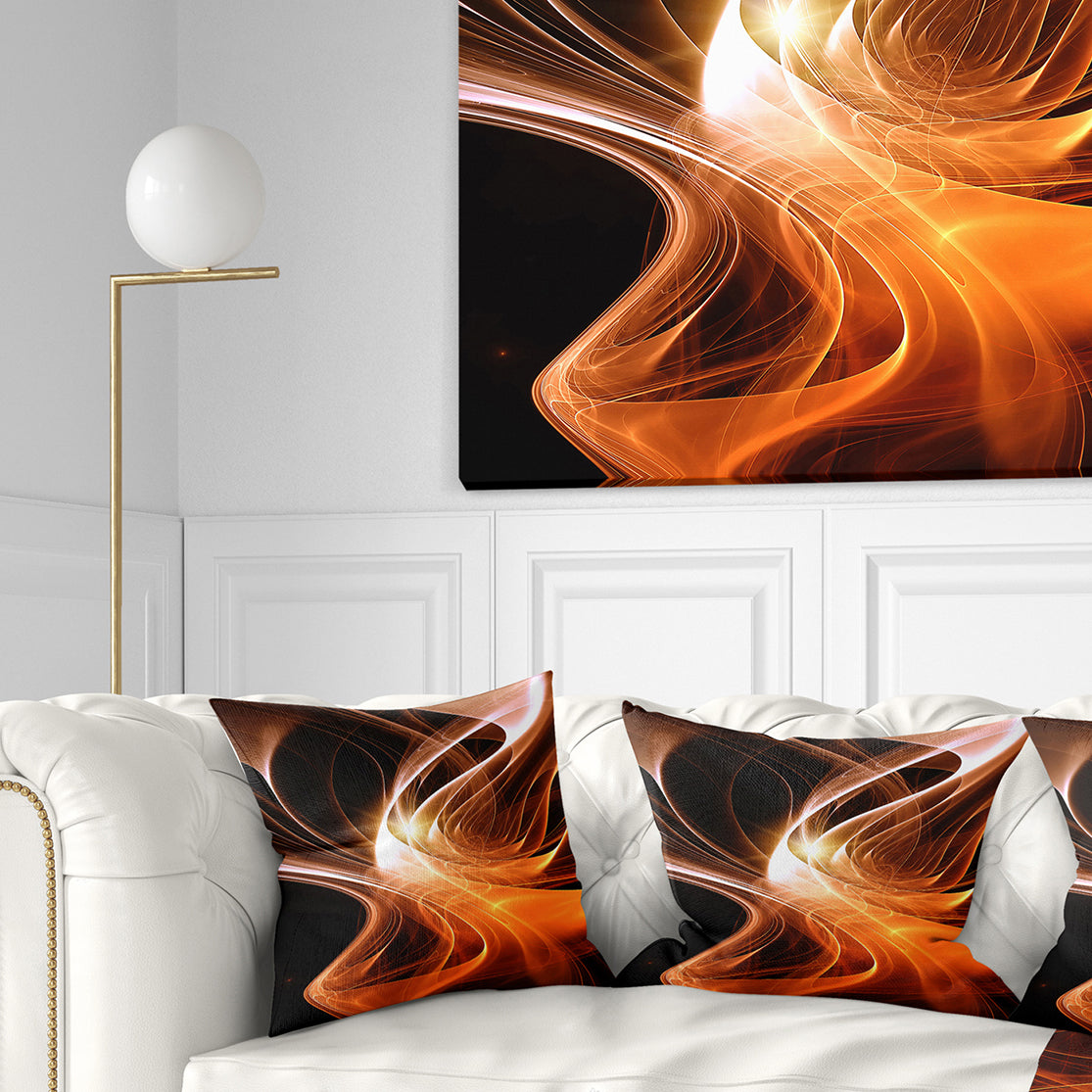 Orange 3d Shaped Fractal Design - Contemporary Abstract Throw Pillow