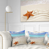 Brown Starfish on Caribbean Beach - Seascape Throw Pillow