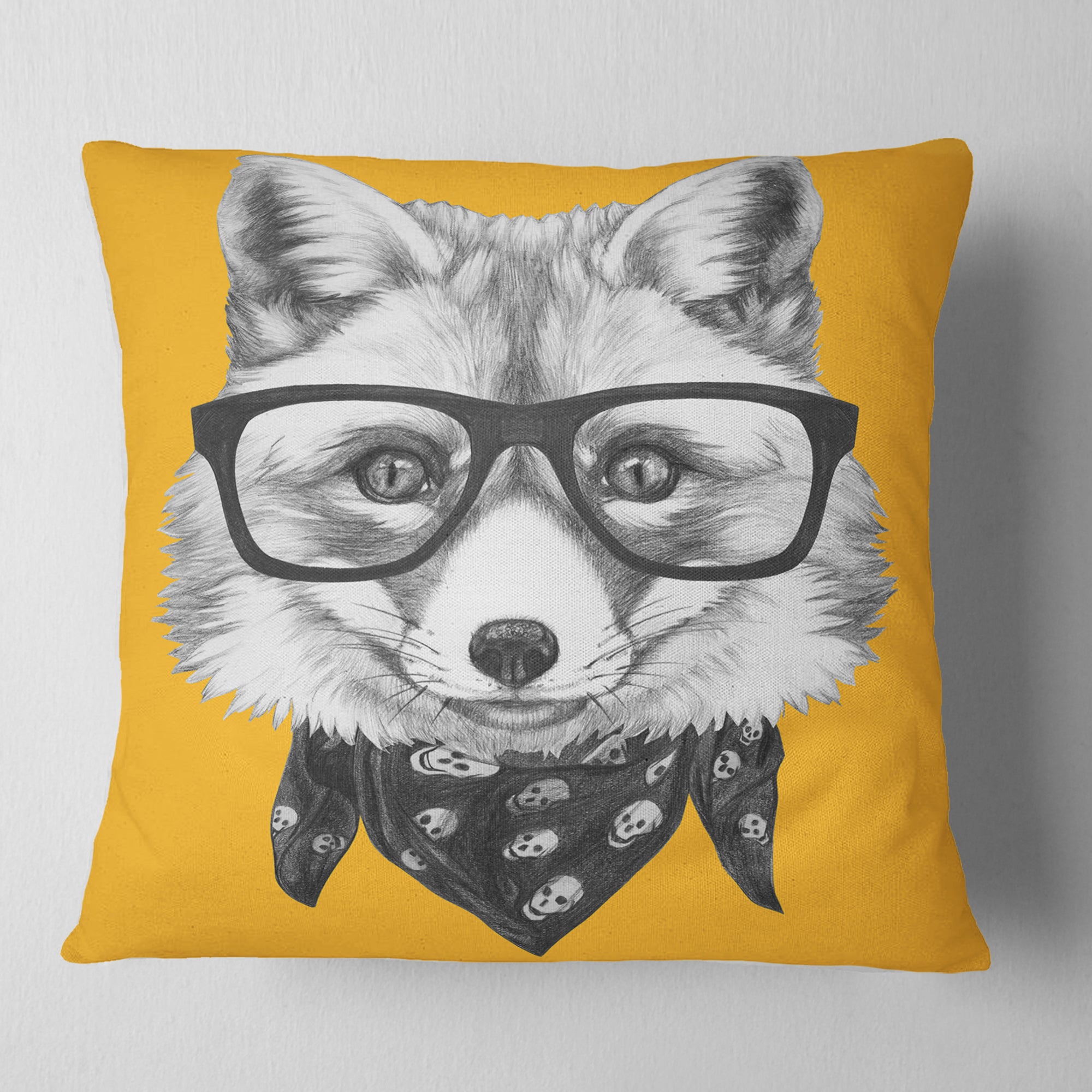 Funny Fox with Formal Glasses - Contemporary Animal Throw Pillow