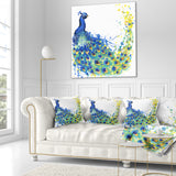 Exotic Peacock Watercolor - Contemporary Animal Throw Pillow