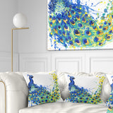 Exotic Peacock Watercolor - Contemporary Animal Throw Pillow