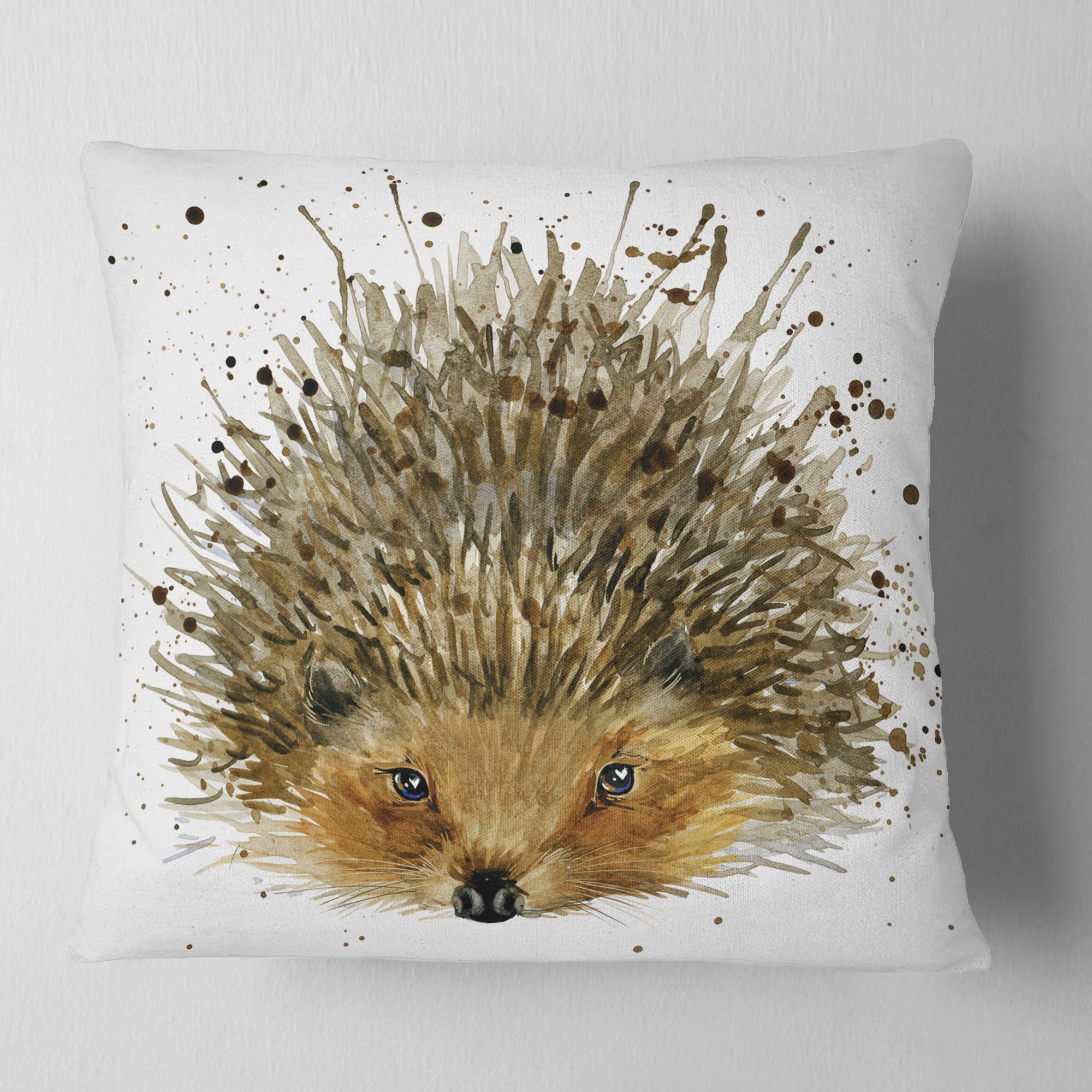 Hedgehog Illustration Watercolor - Contemporary Animal Throw Pillow