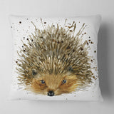 Hedgehog Illustration Watercolor - Contemporary Animal Throw Pillow