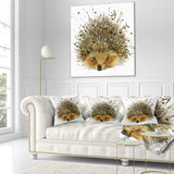 Hedgehog Illustration Watercolor - Contemporary Animal Throw Pillow