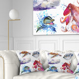 Amazing undersea Life Collage - Contemporary Animal Throw Pillow