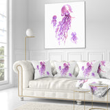 Purple Jellyfish Watercolor - Abstract Throw Pillow