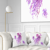 Purple Jellyfish Watercolor - Abstract Throw Pillow
