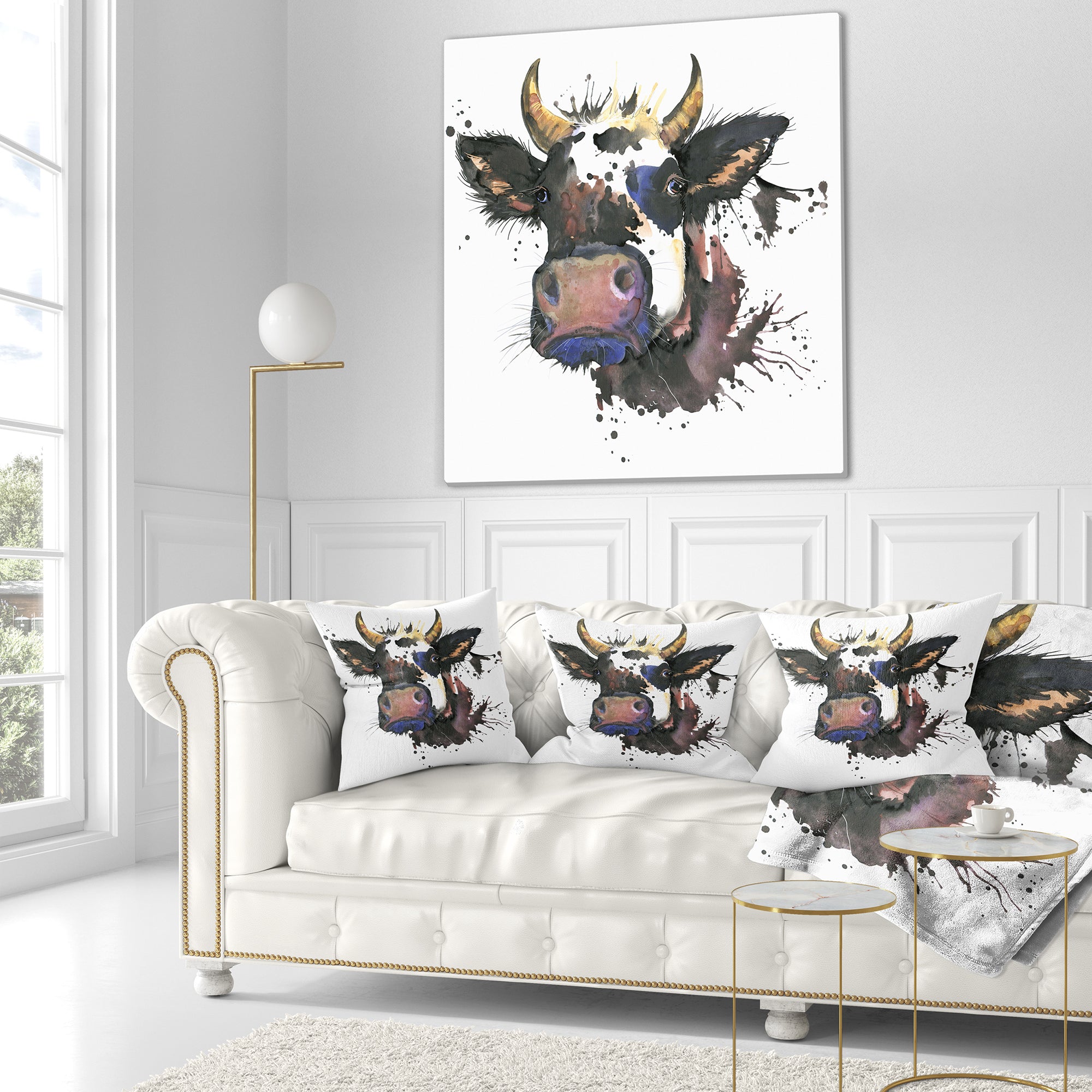 Beautiful Cat Watercolor Graphic - Animal Throw Pillow