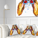 Funny Brown Dog with Glasses - Animal Throw Pillow