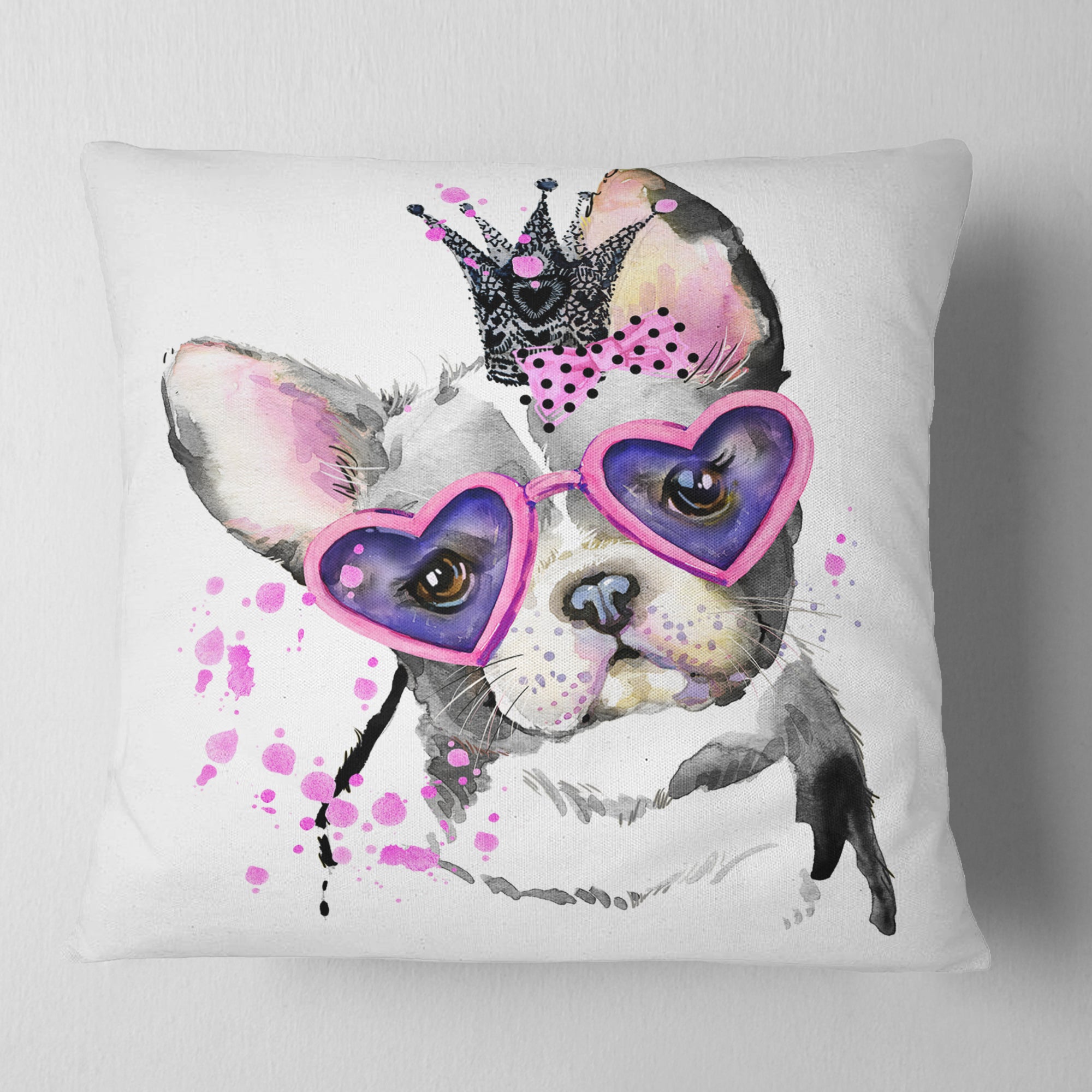 Sweet Funny Dog with Glasses - Animal Throw Pillow