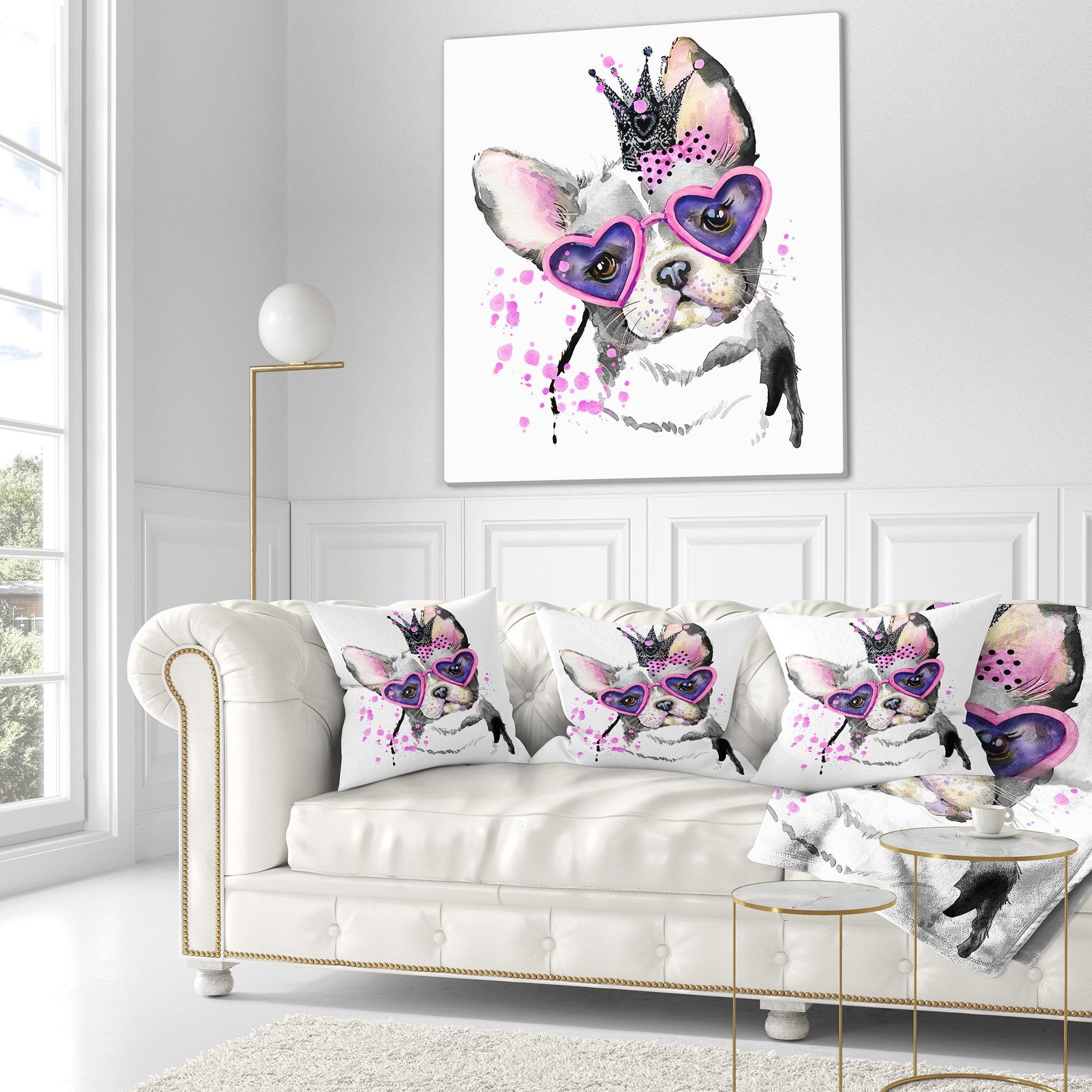Sweet Funny Dog with Glasses - Animal Throw Pillow
