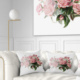 Pink Rose Bouquet Watercolor - Floral Throw Pillow