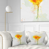 Yellow Flower Sketch Watercolor - Floral Throw Pillow