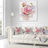 Pink Rose Flower with Paint Splashes - Floral Throw Pillow
