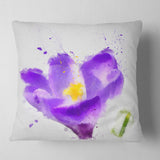 Large Violet Crocus Watercolor - Floral Throw Pillow