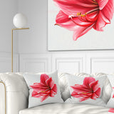 Big Red Flower Sketch on White - Floral Throw Pillow