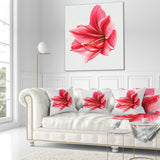 Big Red Flower Sketch on White - Floral Throw Pillow