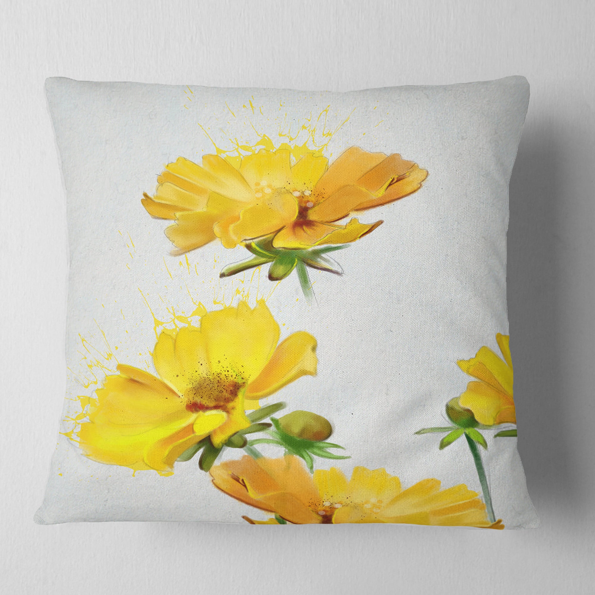 Beautiful Yellow Flowers on White - Floral Throw Pillow