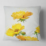 Beautiful Yellow Flowers on White - Floral Throw Pillow