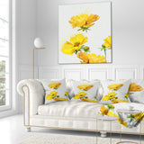 Beautiful Yellow Flowers on White - Floral Throw Pillow