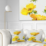 Beautiful Yellow Flowers on White - Floral Throw Pillow