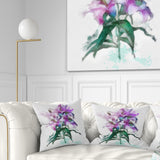 Purple Lilies Illustration Drawing - Floral Throw Pillow