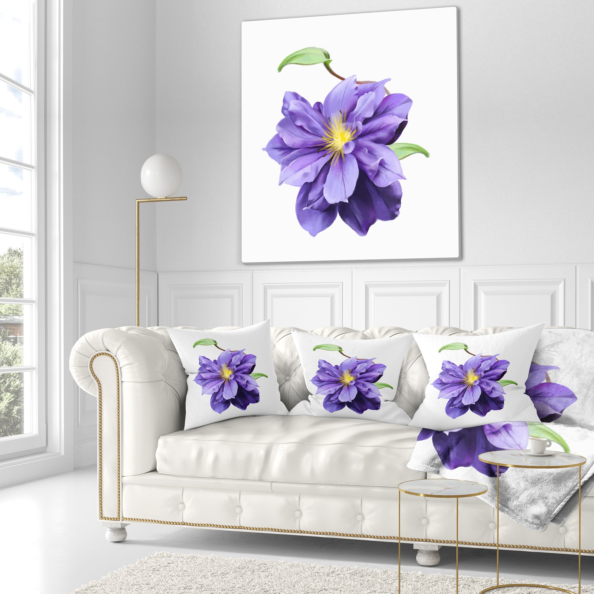 Purple Watercolor Summer Flower - Floral Throw Pillow