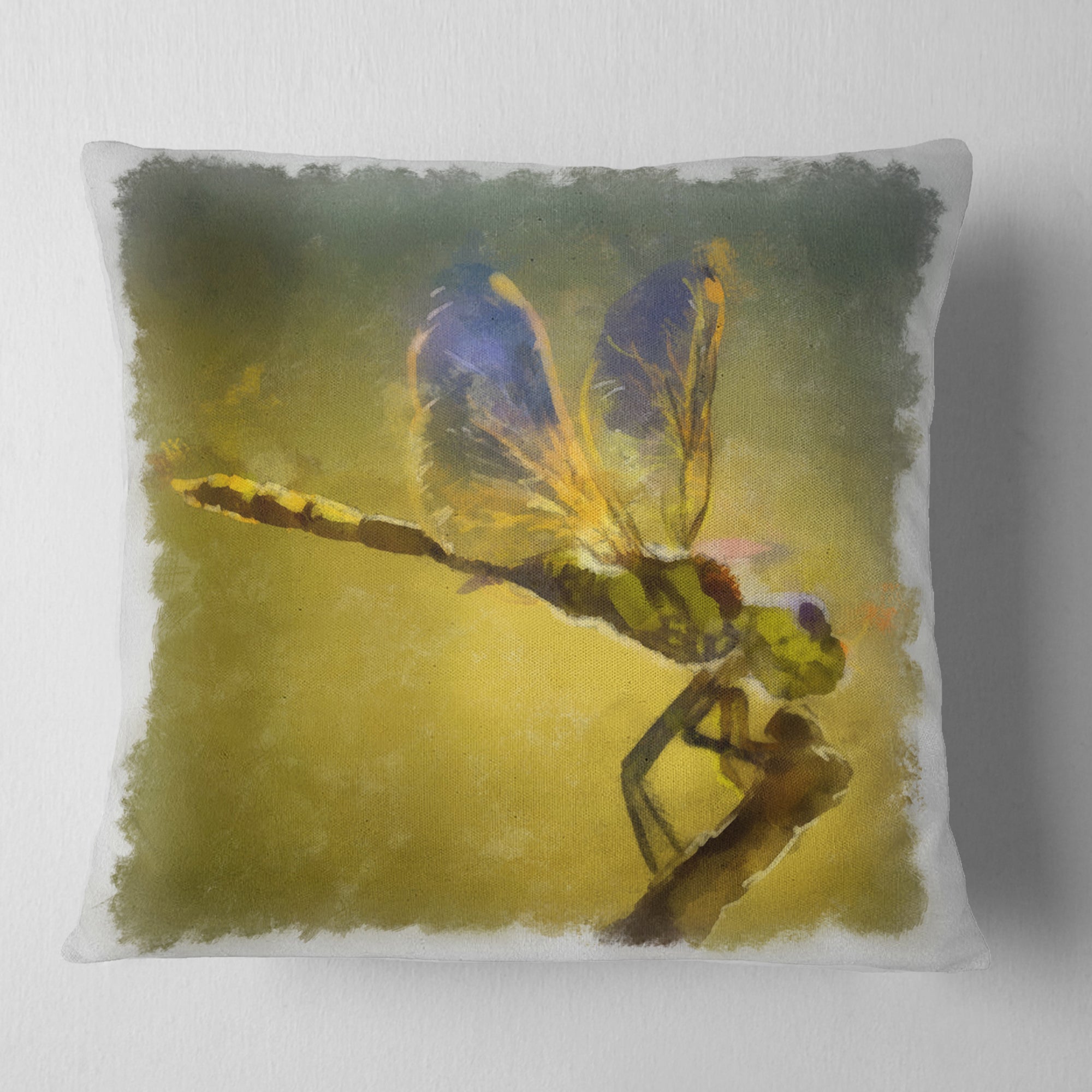 Dragon Fly Watercolor Illustration - Animal Throw Pillow