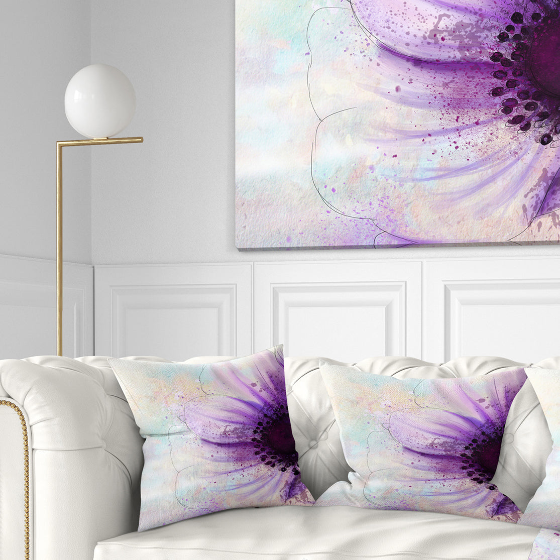 Flower with Large Purple Petals - Flowers Throw Pillowwork