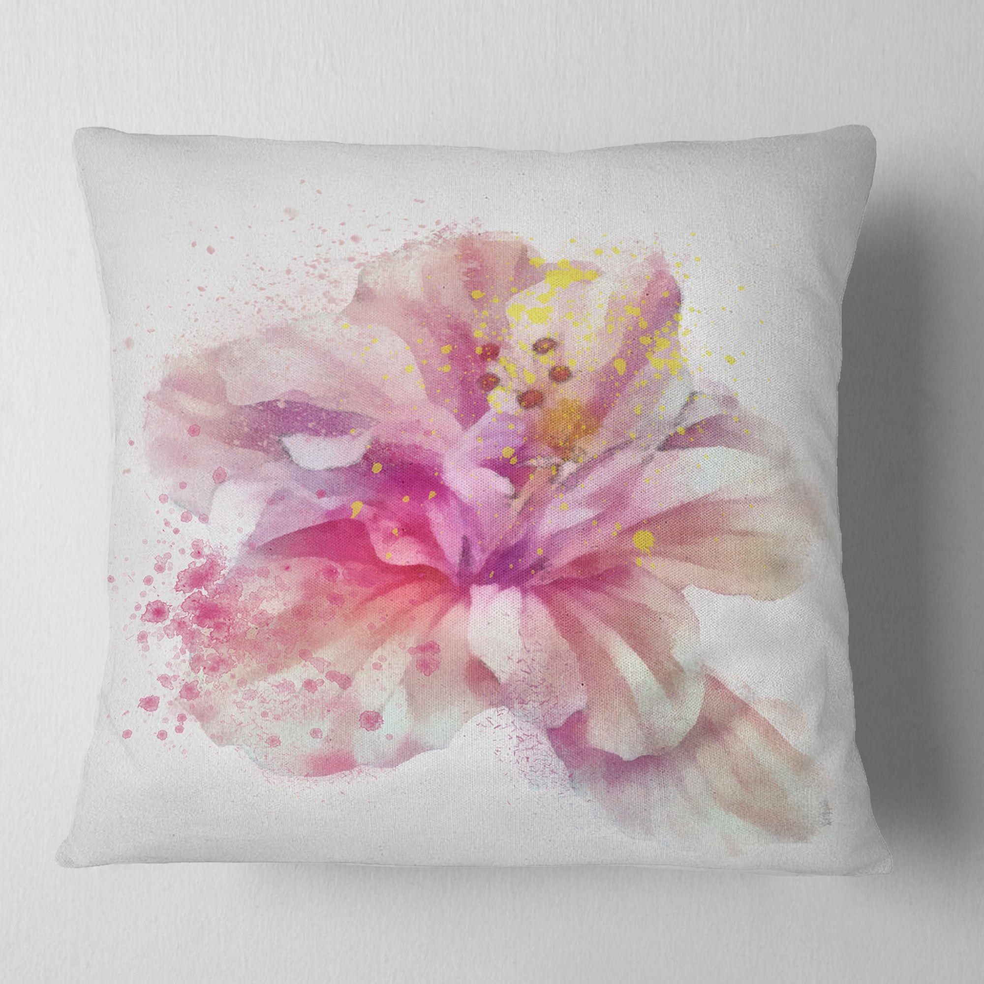 Beautiful Pink Flower Watercolor - Floral Throw Pillow
