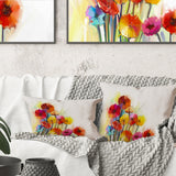 Colorful Gerbera Flowers Watercolor - Floral Throw Pillow